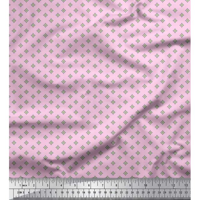 Soimoi Poly Georgette Fabric Geometric Star Shirting Print Fabric by Yard 42 Inch Wide