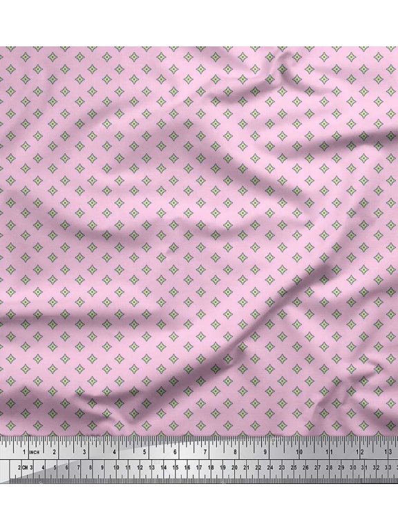 Satin Silk Fabric Geometric Star Shirting Print Sewing Fabric Yard 42 Inch Wide