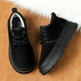thumbnail image 4 of Platform Work Boots for Men Suede Lace up Fuzzy Ankle Snow Booties Low Top Winter Business Casual Shoes Black 10.5, 4 of 6