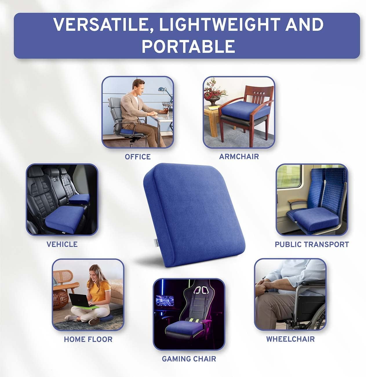COMFYSURE XL Firm Seat Cushion Pad Memory Foam Support for Wheelchair Office Car Navy Walmart