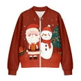 thumbnail image 4 of COEQINE Women's Short Bomber Jacket Lightweight Trendy Motorcycle Jackets Zip Up Cropped Moto Biker Coats with Pockets, 2025 Varsity Shacket Coats, X-Large, Cute Santa Claus Snowman Tree, 4 of 7