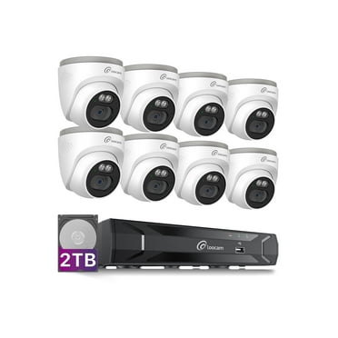 Loocam 8 Channel 5MP PoE NVR Security Camera System 2TB, 8PCS 4MP Outdoor PoE IP Cameras, Two-Way Audio, Smart Human Detection
