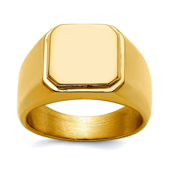 Stainless Steel Polished Yellow Ip Plated Signet Ring Size 11 Ring for Women - 14.4 Grams