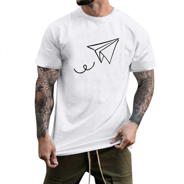 BOBOGOJP T-Shirt pour Homme Classique Uni à Manches Courtes T-Shirt (Blanc, TG)