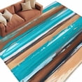 thumbnail image 2 of Vintage Turquoise Washable Living Room Rugs 6'x9', Brown Gradient Abstract Wood Grain Low Pile Throw Large Area Rug Non-Slip Sturdy Edge Binding Carpet for Dining Room Kitchen Office, 2 of 9