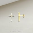 thumbnail image 2 of Bling Craft Moissanite Stud Earring Tiny Cross Earrings for Men Women 14K Yellow Gold Plated 925 Sterling Silver Hypoallergenic Jewelry, 2 of 6