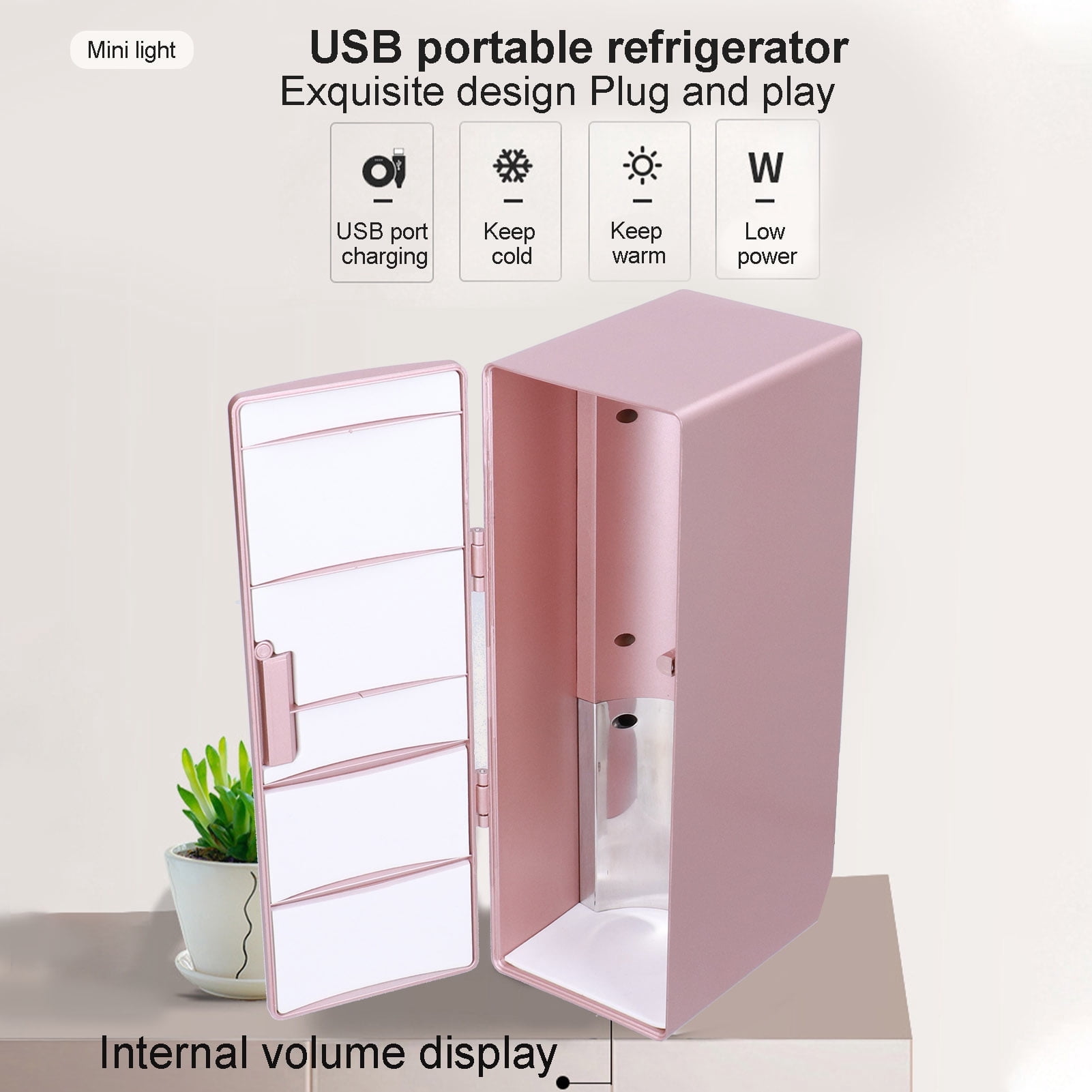 Mini Portable Compact Fridge Heat Preservation and Cold Storage Dual Use USB Powered Refrigerator for Home
