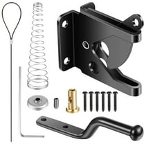 Ihvewuo Self-Locking Gate Latch Carbon Steel Post Mounted Fence Gate Latch Heavy Duty Automatic Gravity Lever Locking Fence Spring Cable Pull For Wooden Vinyl Gate