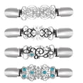 thumbnail image 1 of 1 juego de 4 pinzas para suéter con diamantes de imitación, pinzas para cárdigan y accesorios de ropa (plateadas), 1 of 6