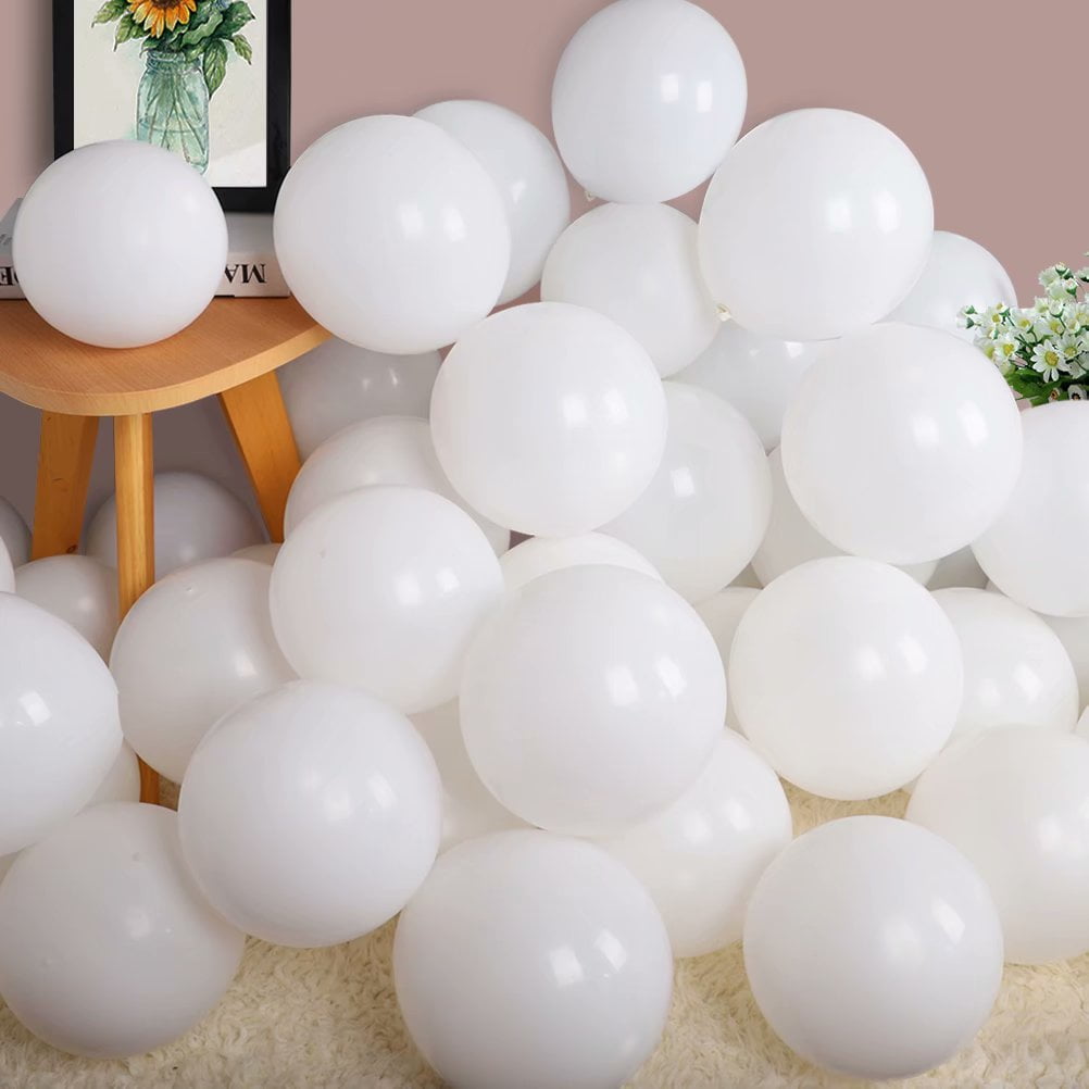 BEISHIDA 100 Pack 10 inch Thicken Light White Balloons,Large Macaron White Latex Helium Balloons for Birthday Wedding Reception Bridal Shower Party Decorations Supplies