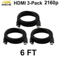 thumbnail image 2 of Paquete de 3 cables Digital 1.4 HDMI 4K Cordón negro de PVC por satéliteTeale (6 pies) SatelliteSale Cable HDMI, 2 of 5