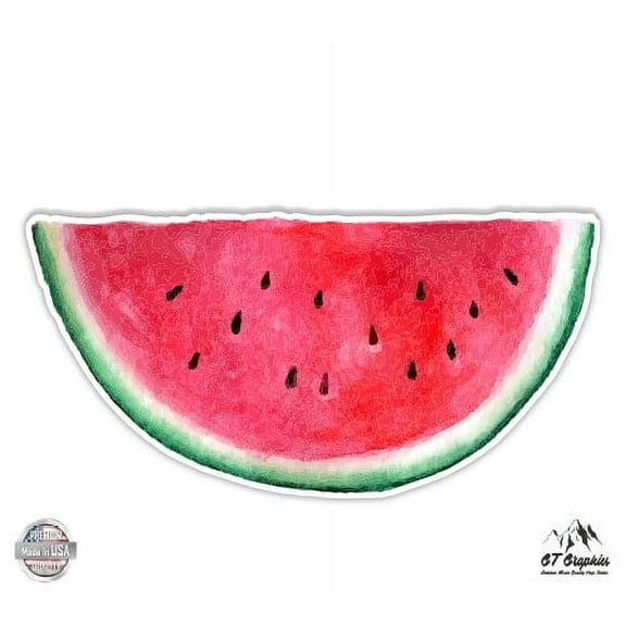 Watermelon Slice - 3" Vinyl Sticker - For Car Laptop I-Pad Phone Helmet Hard Hat - Waterproof Decal