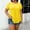 Yellow, variant on Solid Ripped Curved Hem Top, Women's Crew Neck Relaxed Short Sleeve Basic Blouse