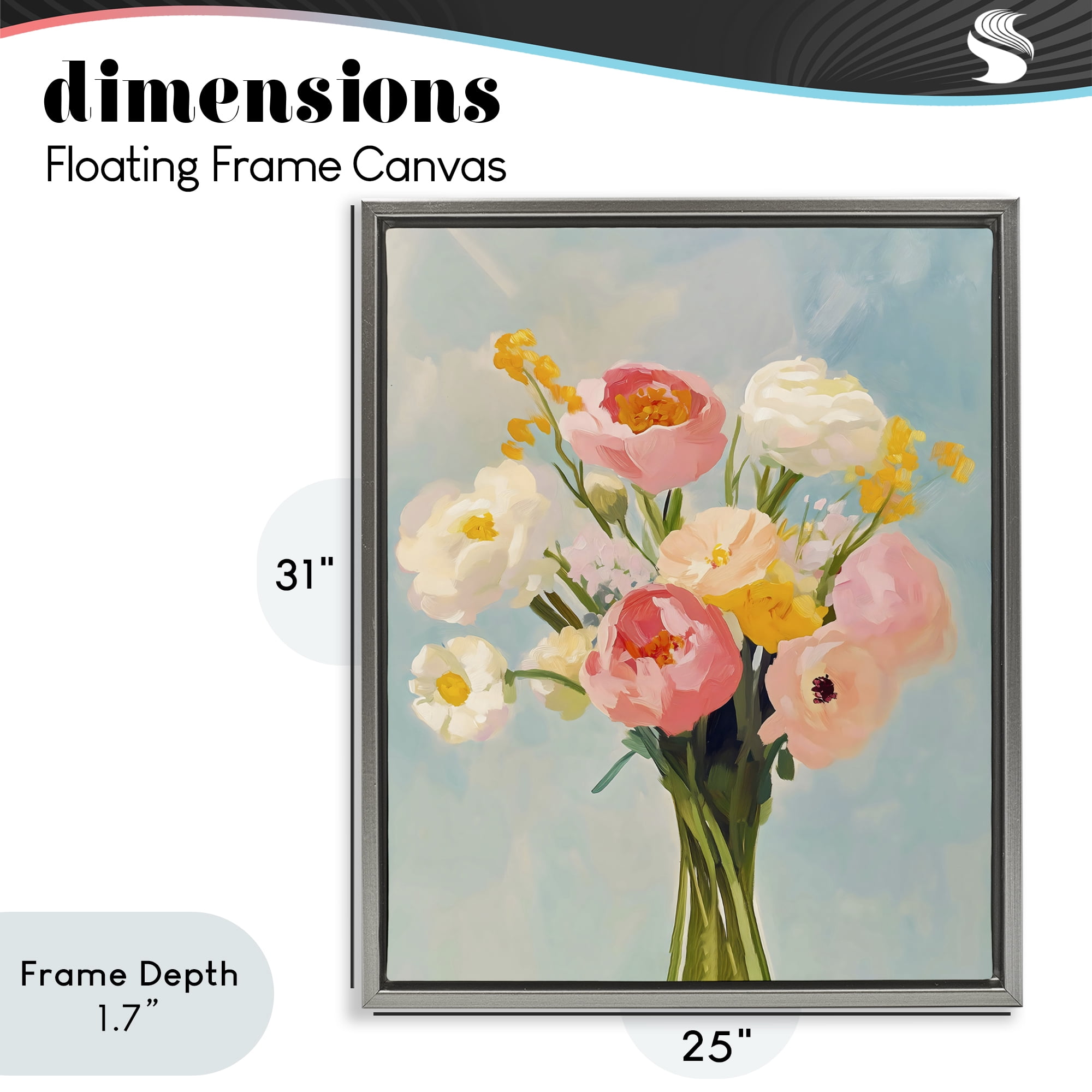 Stupell Industries Eclectic Floral Bouquet Gray Framed Floater Canvas Wall Art, design by The Prints Vibe