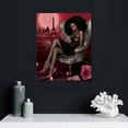 thumbnail image 4 of COMIO Black Woman Pink Stuff Canvas Poster Framed Wall Art African American Modern Black Girl Picture Painting Print Artwork for Bedroom Living Room Home Office Decor, 4 of 4