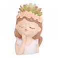thumbnail image 2 of Flower Pots Cartoon Girl Succulents Plant Pot Outdoor Indoor Garden Planters, Cactus Planter Indoor Outdoor Plant Containers, Cute Plants Flower Pot, 2 of 6