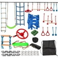 thumbnail image 5 of MOPHOTO Outdoor Ninja Warrior Obstacle Course for Kids, 60FT Durable Ninja Slackline Kit with Complete Accessories,Playset Equipment with Swing, Climbing Net, Ladder & Monkey Bars (10 Obstacles), 5 of 9