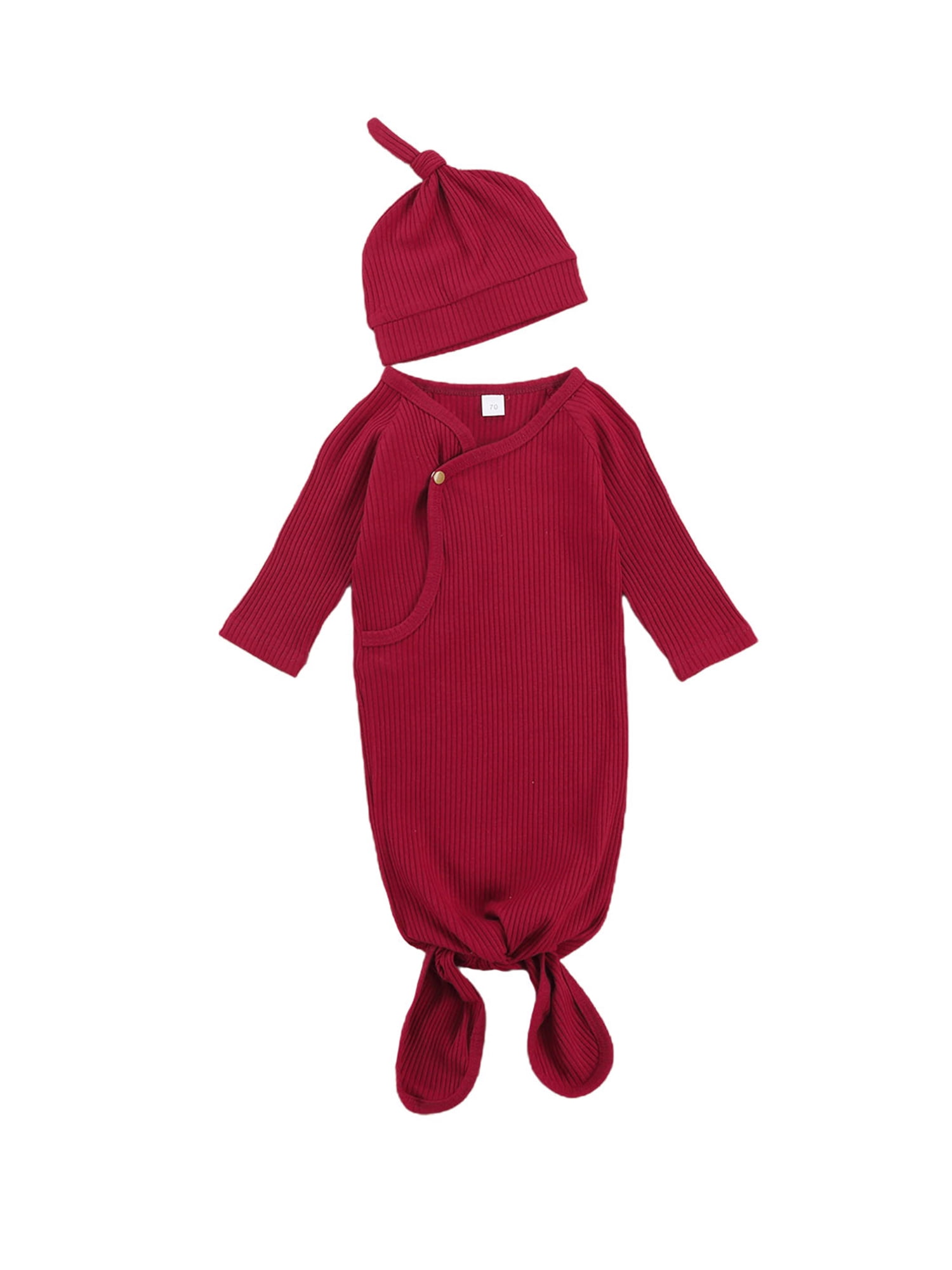 jaweiw Newborn Baby Girl Boy Knit Cotton Knotted Nightgown Soft Sleeper