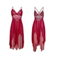 thumbnail image 6 of YUANxueke Lace Mesh See Through Nightgown for Women Sleeveless Deep V Neck Babydoll Chemise Side Slit Nightdress Sleepwear, 6 of 8