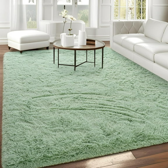 TWINNIS Shag Area Rug,9'x12'Soft Fluffy Area Rugs for Living Room Bedroom Kids Room Carpet,Matcha Green
