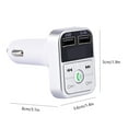 thumbnail image 2 of babydream1 Bluetooth 5.0 Car Kit Handsfree Wireless FM Transmitter Dual USB Charger LCD TF Card Car MP3 Player, Silver, 2 of 9