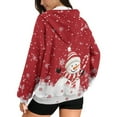 thumbnail image 2 of COEQINE Full Zip Up Women's Hoodie Fashion Long Sleeve Sweatshirts Oversized Soft Casual Outfits Christmas Snowman and Snowflakes Pattern Pockets Drawstring Hooded Clothes, XL, 2 of 7