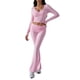 thumbnail image 2 of Conjunto Deportivo de 2 Piezas para Mujer, Camiseta de Larga, Pantalones Acampanados con Solapa, Chándal Informal, Rosa, Talla M, 2 of 8