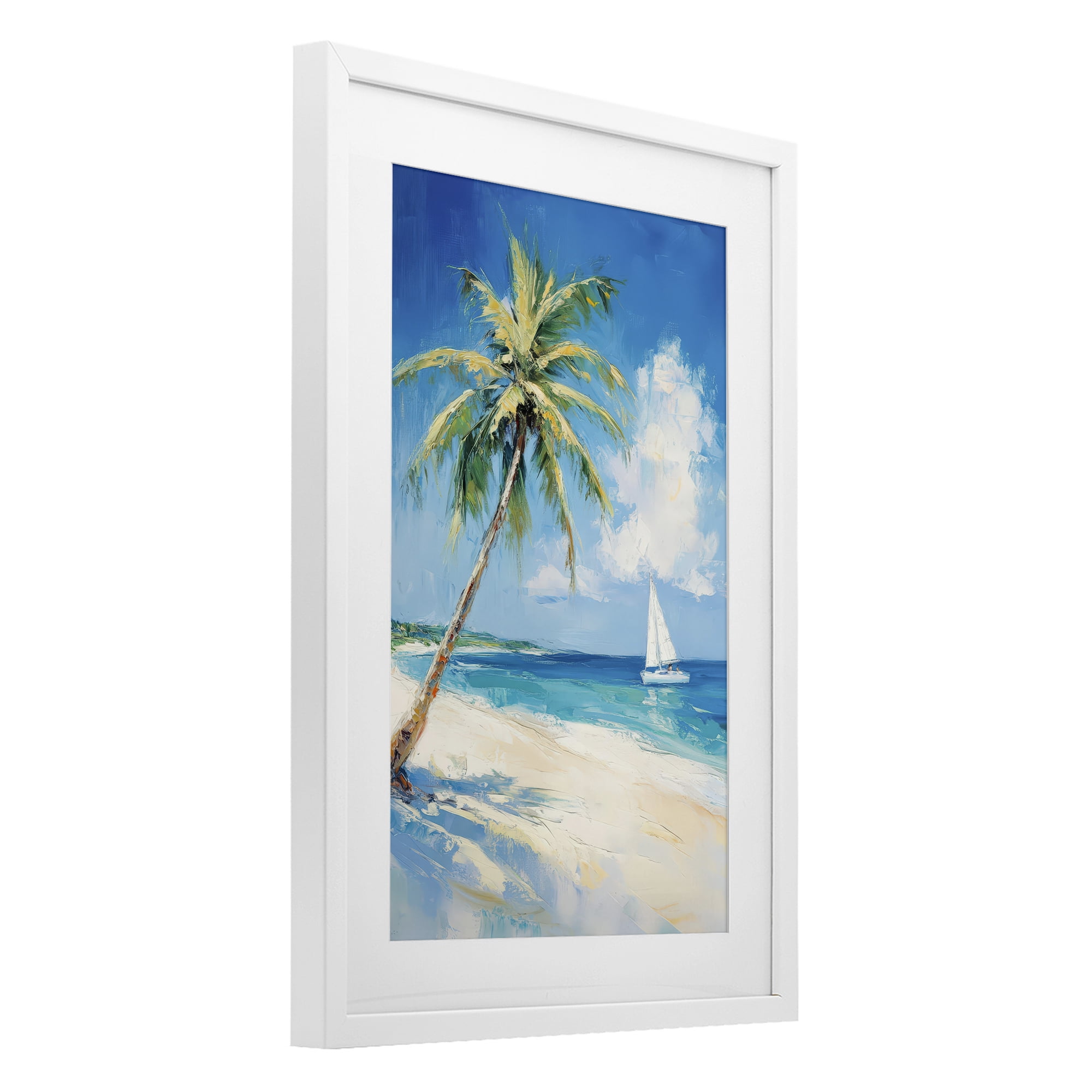 Stupell Industries White Clouds & Sails White Framed Print Under Glass, design by Petal Prints Design