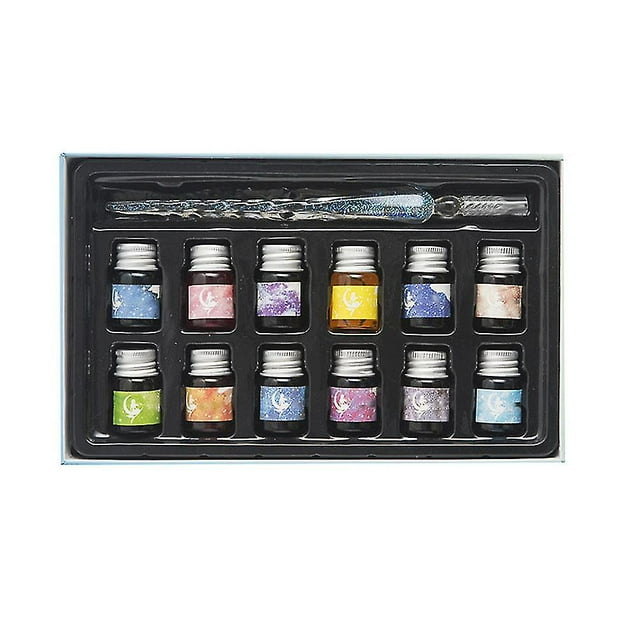 Crystal Starry Sky Glass Pen And Ink Set Glass Dip Pen Fountain Pen Inks For Writing