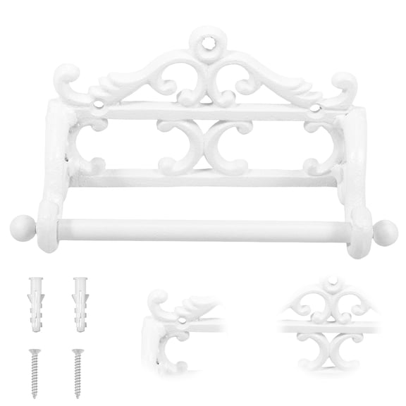 Austok 1pcs Vintage Iron Toilet Paper Roll Holder Cast Rustic Wall Tissue Holder Wall Mounted Roll Paper Decor for Kitchen and Bathroom European Vintage Design