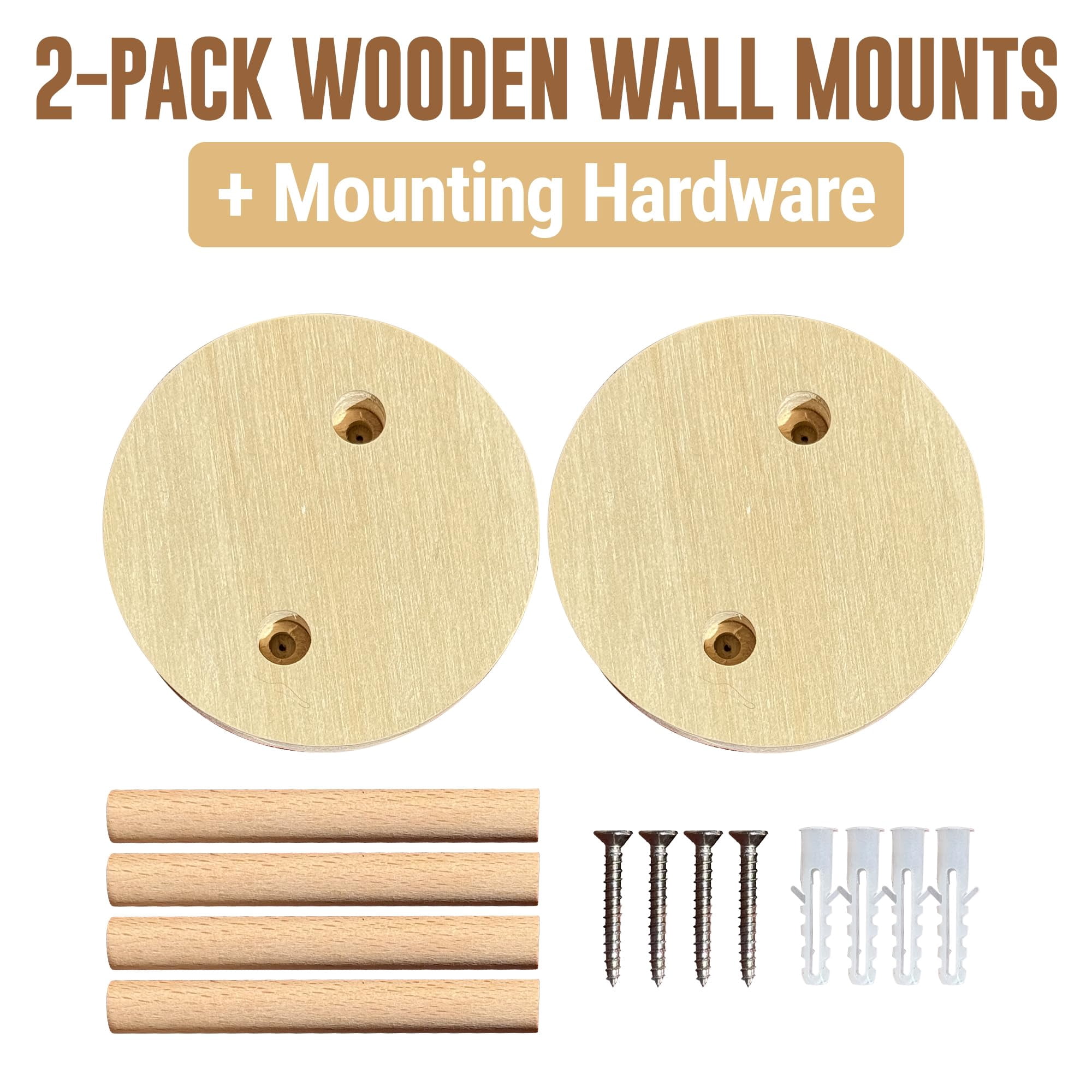 [2 Pack] Wall Mounts For Mini Guitars & Ukuleles - Wooden Hooks With Mounting Hardware Install In Minutes And Hang Confidence