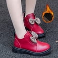 thumbnail image 2 of PEASKJP Kids Ankle High Boots Lace Up Waterproof Combat Boots with Side Zipper, Red 36, 2 of 5