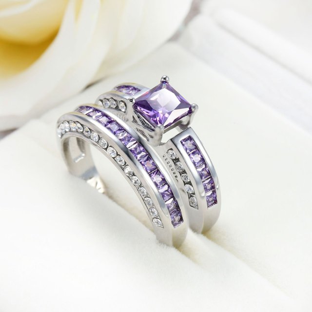 Conjunto de anillo de circonita blanca, joyería, anillo de diamantes, anillo de joyería creativo para mujeres