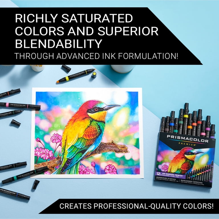 Prismacolor Premier Art Marker Set, Chisel and Fine Tips, 12
