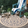 thumbnail image 2 of Safavieh Courtyard Nanda Botanical Indoor/Outdoor Area Rug, Natural/Blue, 6'7" x 6'7" Round, 2 of 9