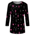 thumbnail image 5 of NAMTYQX Breast Cancer Survivor Shirts for Women Casual Pink Ribbon Print Black Size 3XL, 5 of 5