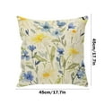 thumbnail image 3 of Farmhouse Watercolor Summer Flower Floral Blue Linen Throw Pillow Covers, 17.7 x 17.7 Inch, Flower Lover Gift for Home Room Bed Sofa Decorations Decor, 3 of 7