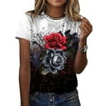 thumbnail image 1 of Gvmfive Women Short Sleeve T Shirt Floral Print Round Neck Tops Loose Tee Blouse, 1 of 4