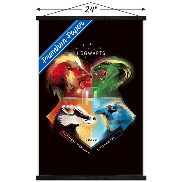 The Wizarding World: Harry Potter - Ravenclaw Illustrated House Logo Wall  Poster with Wooden Magnetic Frame, 22.375 x 34 