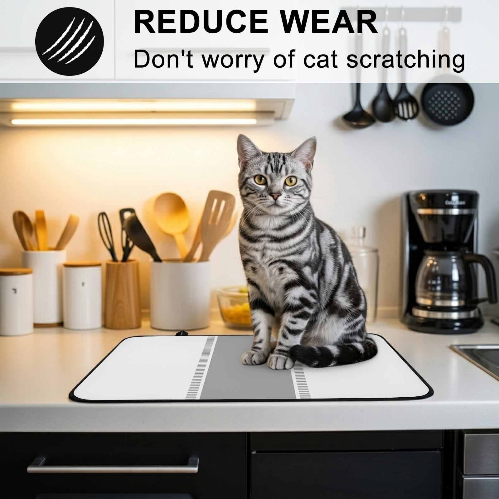 Gray Solid Color Texture Stove Top Cover for Electric Stove, Heat-proof & Non Slip Glass Top Stove Cover Protector, Simple Grey Stripes Kitchen Flat Cooktop Rubber Mat 24x21 Inches