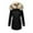 Black, variant on Women's Plus Size Winter Coat Recycled Puffer Jacket Warm Thicken Parka Overcoat with Removable Hood