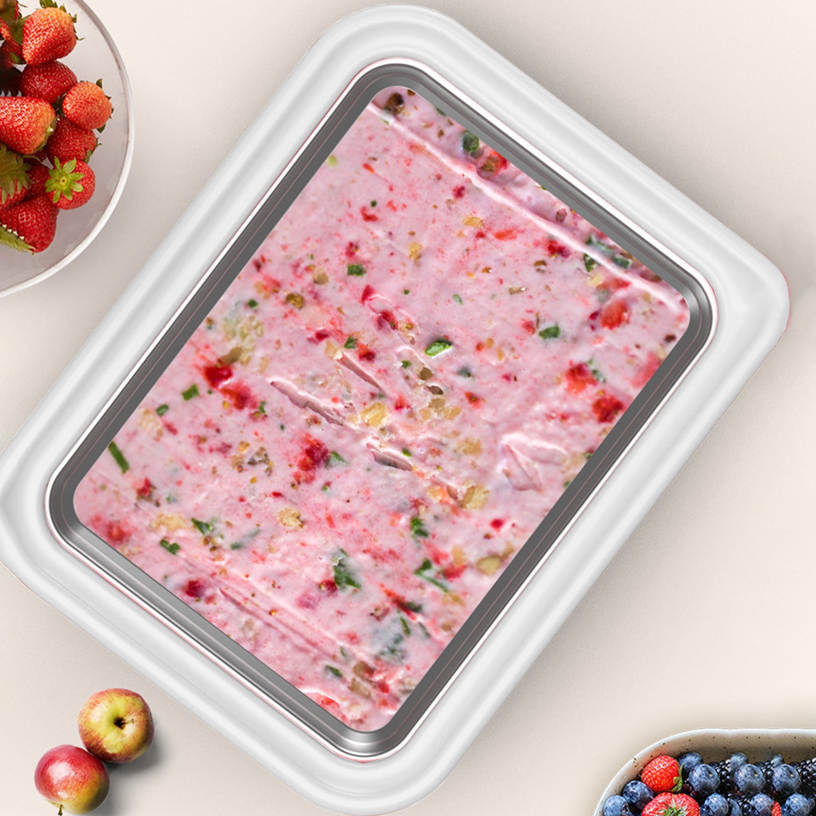 EGYMEN Manual Yogurt and Ice Cream Maker with Stainless Steel Construction for Safe and Convenient Home Use