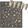 thumbnail image 2 of 3 PCS 3D Nail Stickers for Nail Art, Rose Gold Stickers Sun Moon Star Nail Decals Self-Adhesive Heart Nail Art Supplies for Women's Nail DIY Decoratio, 2 of 4