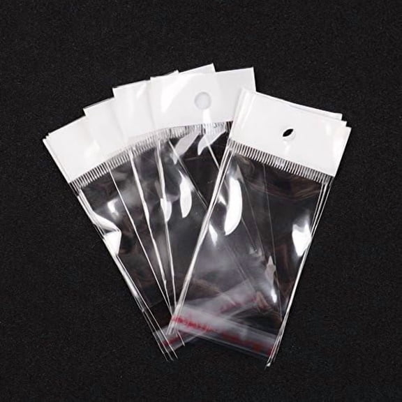 200 Pcs Clear Cellophane Bags Transparent Opp Bag Packing Plastic Bags Self Adhesive Seal for Lipstick Packaging Cookies Candy Gifts and Party Favors Bags Inner measure: 6x4cm Hole: 6mm Making DIY