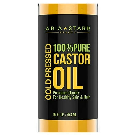 Aria Starr Castor Oil Cold Pressed - 16 FL OZ - BEST 100% Pure Hair Oil For Hair Growth, Face, Skin Moisturizer, Scalp, Thicker Eyebrows And