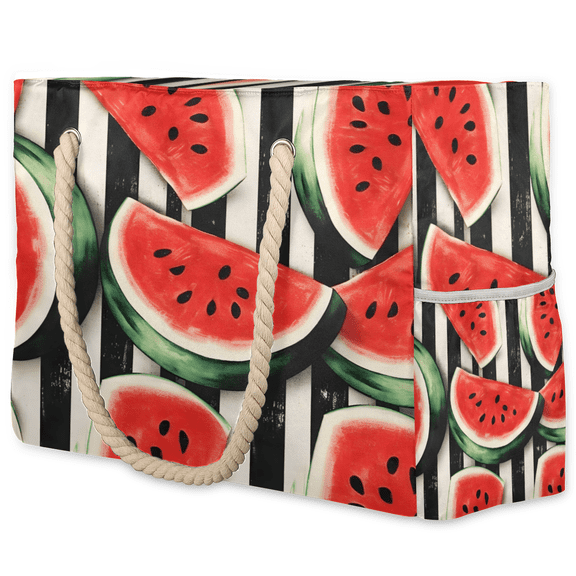 Herdesigns Watermelon Tote Beach Bag for Women Ladies Large Zipper Beach Bags Waterproof Sandproof Summer Gym Swim Pool Travel Bag
