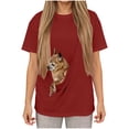 thumbnail image 3 of Oksale Pet Pouch Sweatshirts for Women Cozy Short Sleeve Sweatshirt Pullover with Pet Carrier Kangaroo Pocket Tee Shirts 2026 Wine XL, 3 of 6