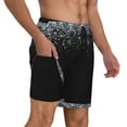 thumbnail image 3 of Goofa Silver Glitter1 Printed Men's Swim Trunks Board Shorts Quick Dry Mens Swimming Trunks with Compression Liner,Breathable Fit Hawaii Beach Shorts-XX-Large, 3 of 9
