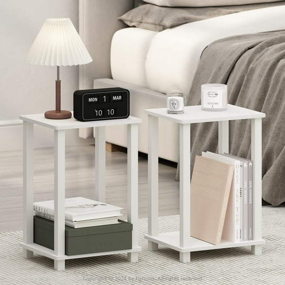 Mesita de noche Furinno Simplistic Compact White, juego de 2