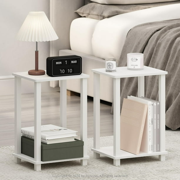 Mesita de noche Furinno Simplistic Compact White, juego de 2